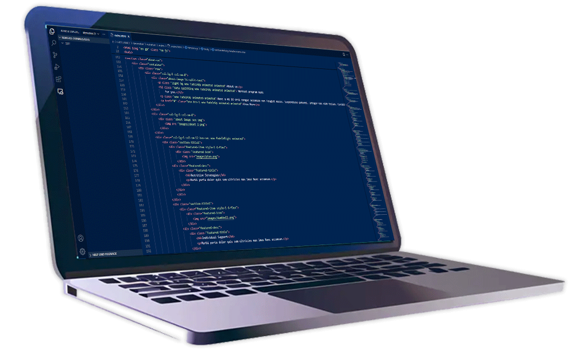 Website development coding screenshot